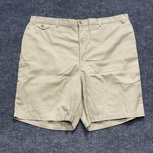 TownCraft Shorts Mens 42 Beige Flat Front Elastic Waist Canvas Casual Summer